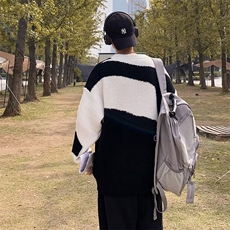 美式街头设计感圆领毛衣男慵懒风休闲针织衫M9954P40，男装针织衫/毛衣，星座1116-2