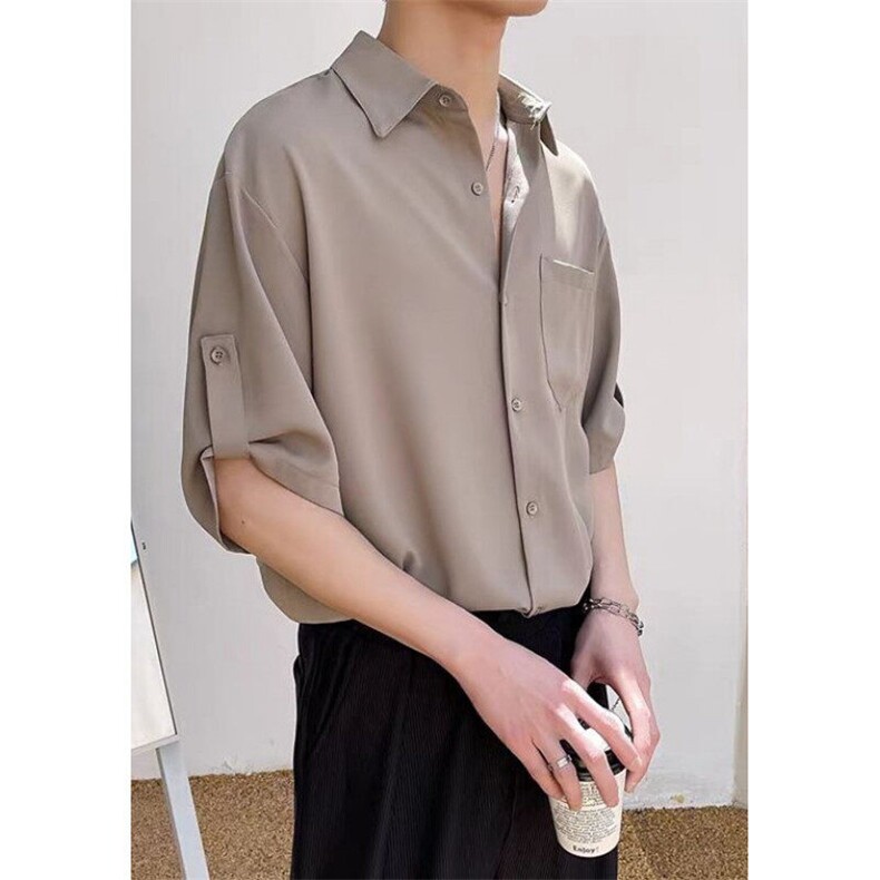 衬衫男短袖韩版潮流男装七分袖衬衣轻熟风痞帅夏季上衣CA04,男装衬衫,星座1116A-2（原606A-1）