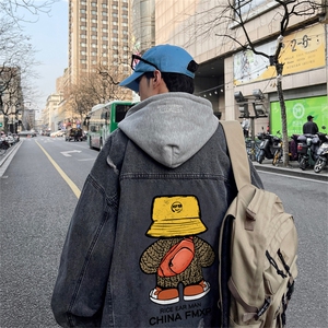 大货 牛仔外套男春高街hiphop痞帅炸街夹克宽松上衣JK1037-P88图片