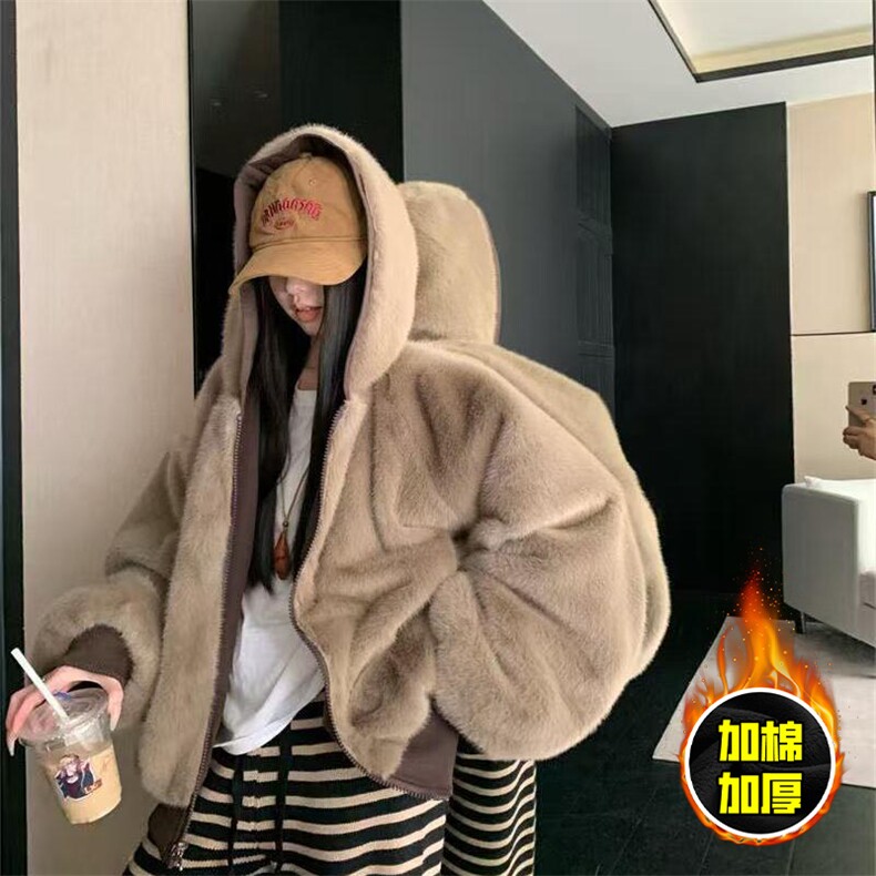 两面穿现货重磅短款座山雕棉衣男女双面穿毛毛绒棉服加厚外套,男装棉衣,电商A443