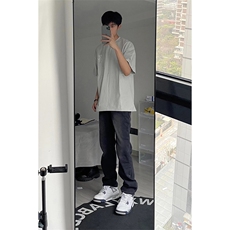 B221美式ins高街小众百搭纯色微喇牛仔裤LK22087-P55控78，男装牛仔裤，电商B221