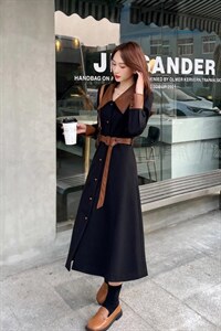 秋季新品加厚拼接风衣连衣裙,女装风衣,西子阁