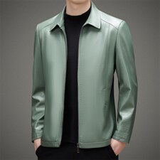 K8816钱塘2020-2秋冬季百搭时尚休闲中年男士夹克皮衣外套P127，男装皮衣，钱塘207-2