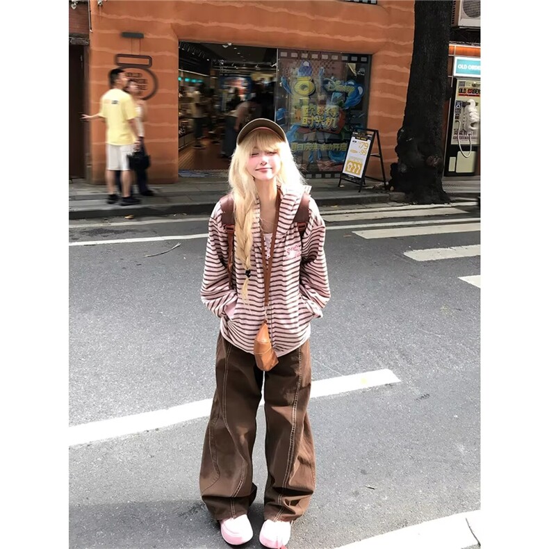 新款时尚慵懒ins潮流气质星星铆钉明线水洗工装裤简约文艺原宿,男装工装外套,星座506A
