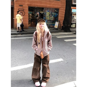 新款时尚慵懒ins潮流气质星星铆钉明线水洗工装裤简约文艺原宿图片