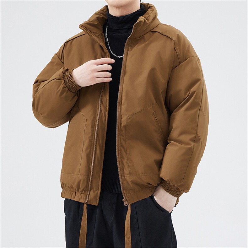 现货冬季美式休闲加厚雪山外套夹克立领纯色三防户外工装棉服,男装夹克,电商A443