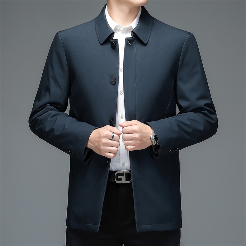 2023新款中年男士翻领加绒加厚羽绒服冬季爸爸装商务休闲保暖外套,男装羽绒服,电商B212（原钱塘6029）