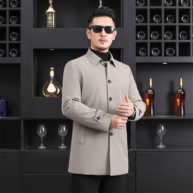 鹅绒内胆羽绒服风衣男士2023年新款冬季男装加厚保暖防寒外套,男装羽绒服,电商B212（原钱塘6029）