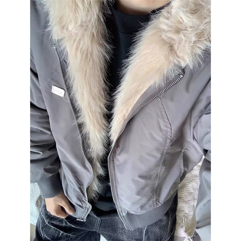 美式复古毛领座山雕连帽棉服cleanfit高级感短款外套L90899-p118,男装棉衣,星座1008