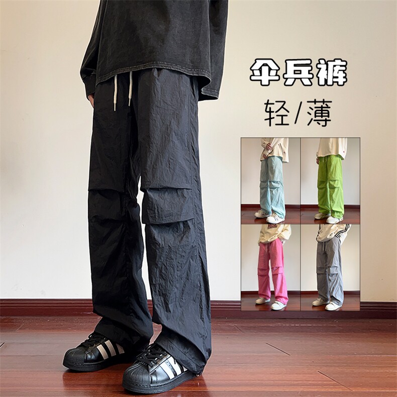 特批25无差价2025春夏高级感轻薄机能伞兵裤男女大码束脚裤K1338图片