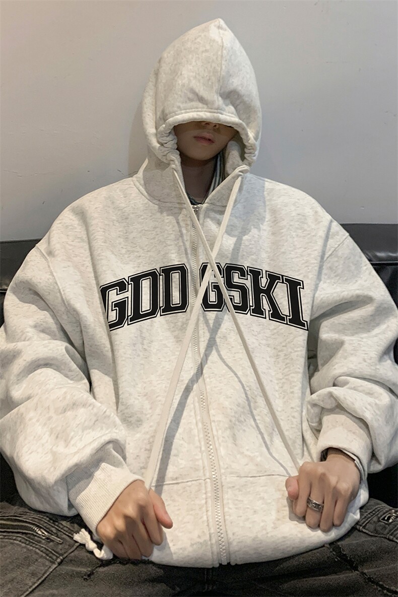 秋冬内景新款连帽开衫卫衣男潮港风宽松外套WY00233/P55加绒P65,女装短外套,电商B316