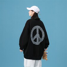 秋季新款潮牌反战标志印花中性风卫衣男女情侣外套WY601P43控58，女装短外套，星座517A-1