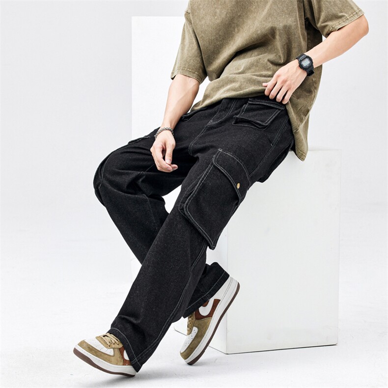 2026春夏款工装牛仔裤男潮高街宽松直筒多口袋阔腿休闲裤DY39-P90,男装牛仔裤,电商A178-1