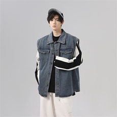 牛仔马甲男士秋潮牌宽松无袖背心港风百搭帅气潮流外套MJ125-P55，男装背心/马甲，星座1103-3