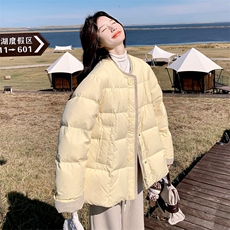现货！2025冬季新款奶呼呼短款撞色圆领面包羽绒服8752-P325-K458，女装羽绒服，2B222