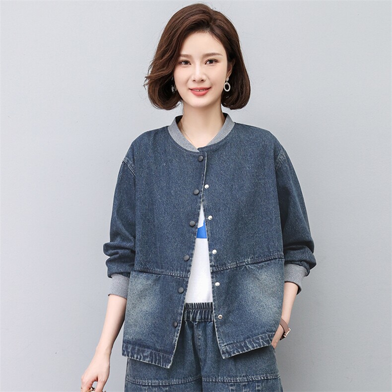 今年流行时尚小个子妈妈2025新款春秋装牛仔外套哈伦裤女,女装牛仔外套,悦见她