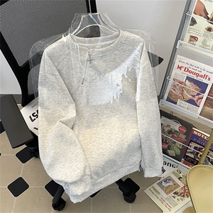 1506-1/W67831/P40情侣款宽松外套长袖上衣金属拉链套头卫衣男女图片