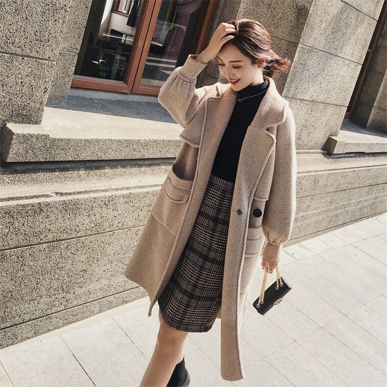 大货8511B-98902021新款人字纹毛呢外套女，女装毛呢外套，惟卡贝娜