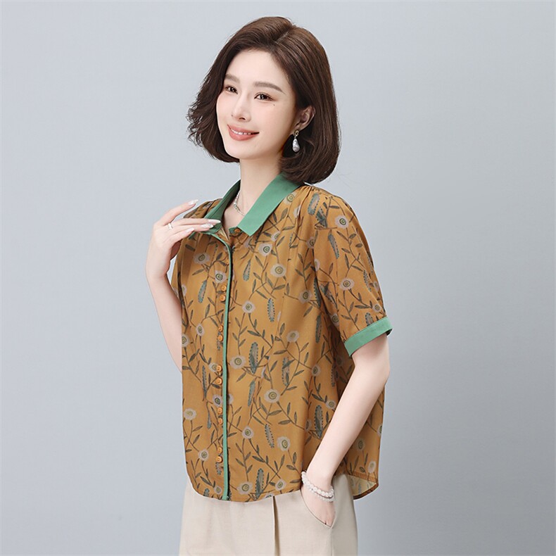 夏季冰丝棉麻女夏装2024新款妈妈洋气时尚休闲亚麻,女装蕾丝衫/雪纺衫,依恋蒂丝