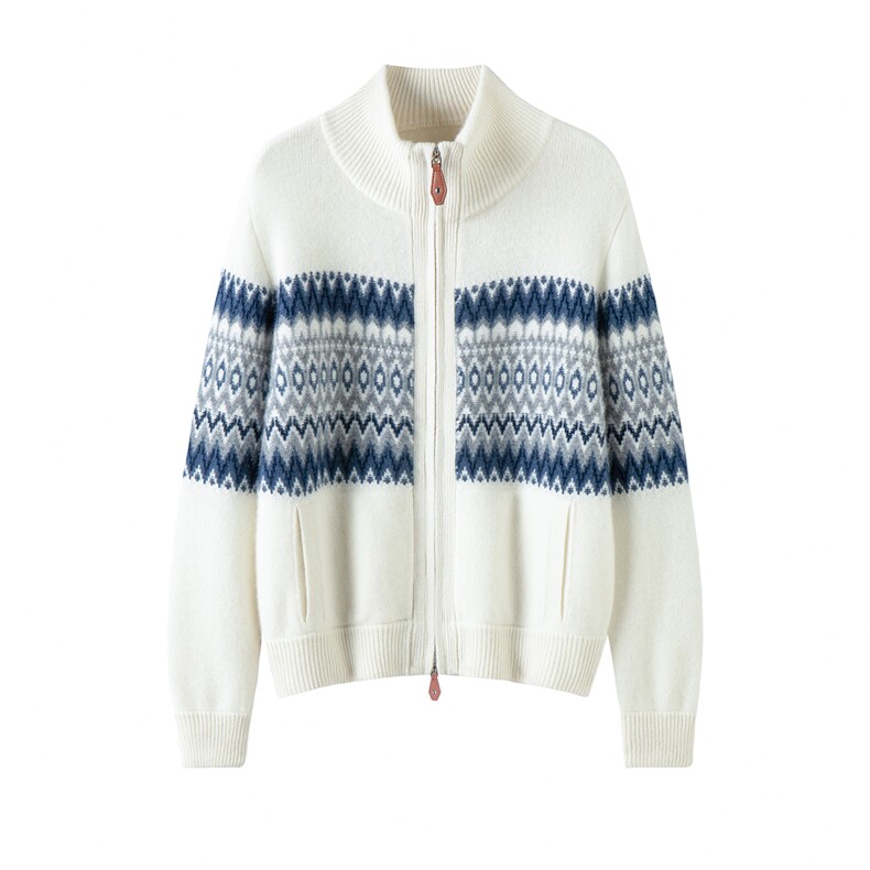 2025年秋季时尚百搭通勤简约休闲英伦风费尔岛开衫，女装羊绒衫，泰盈纯羊绒