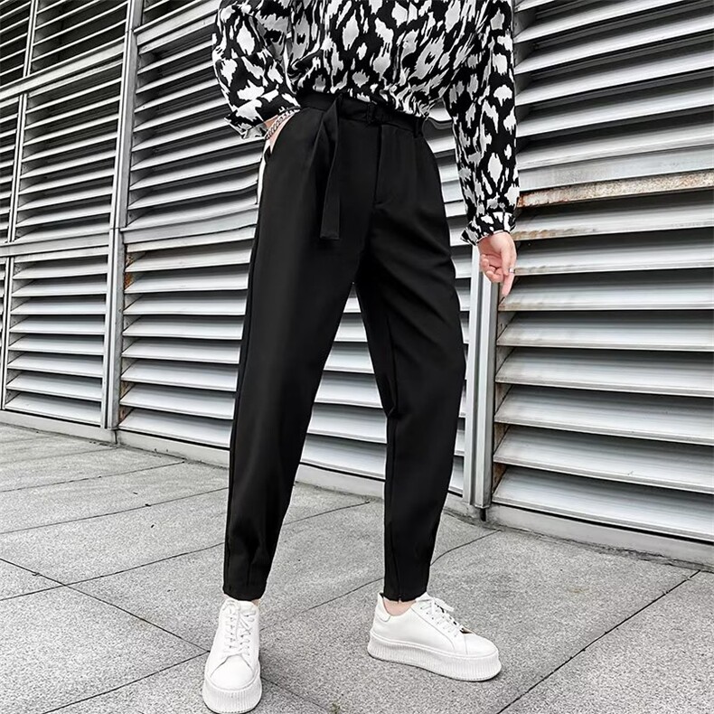 束脚裤子春秋网红痞帅高级感休闲裤白色西裤九分垂感哈伦裤男K26,男装休闲裤,星座1116A-2（原606A-1）