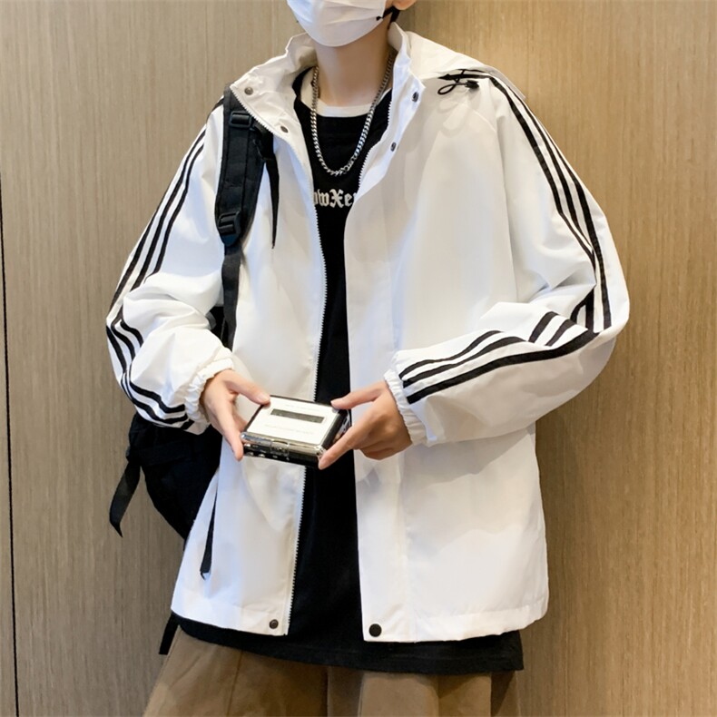 秋季潮流休闲男装连帽上衣2023新款运动夹克风衣男JK256-P48图片