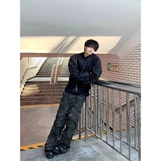 W8032-P68网络图新款高街复古设计感PU皮夹克外套现货，男装夹克，星座1608-2