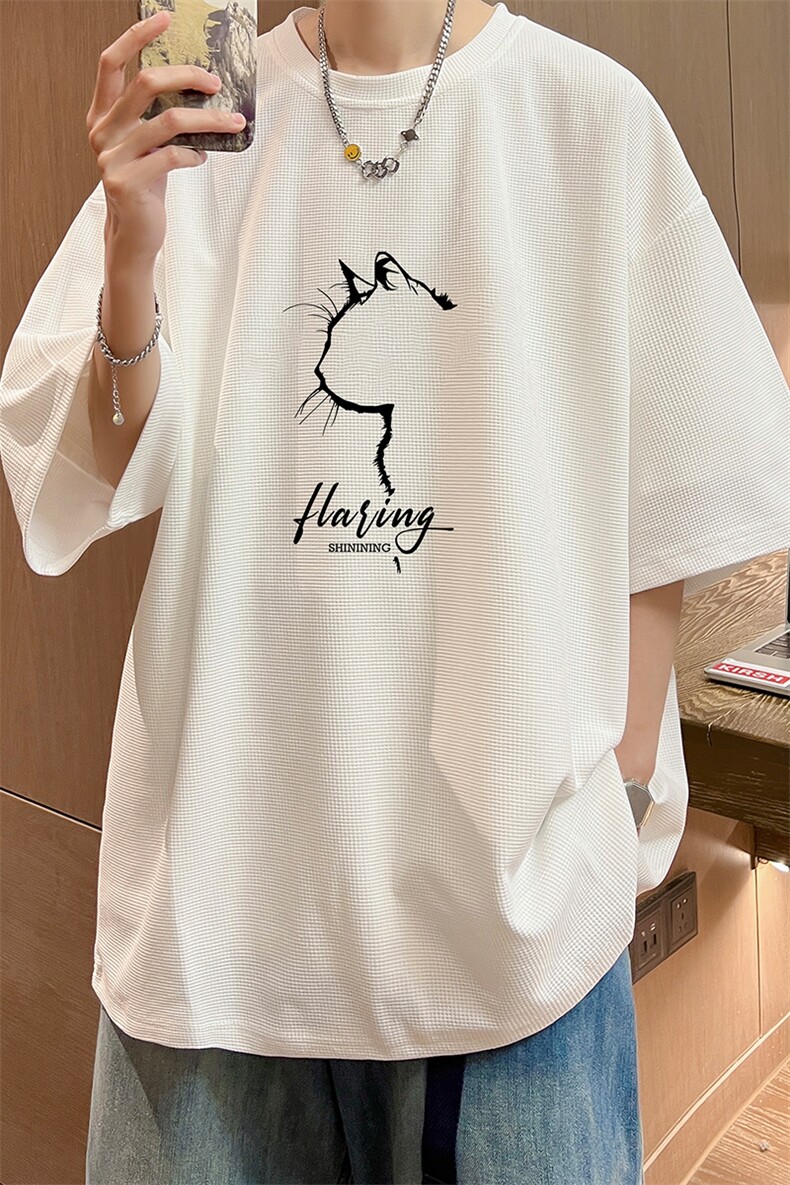 华夫格t恤男短袖男大码五分袖酒店风HT73344-P22,男装T恤,电商A040