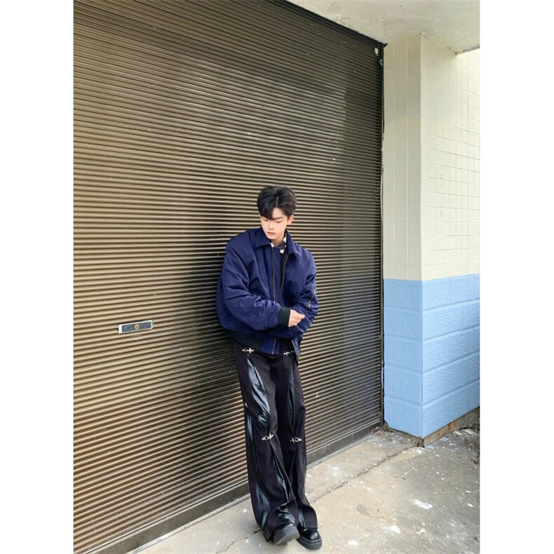 美式复古藏青色飞行员夹克外套短款棒球服男T120-P60,男装夹克,星座1007（原301D）