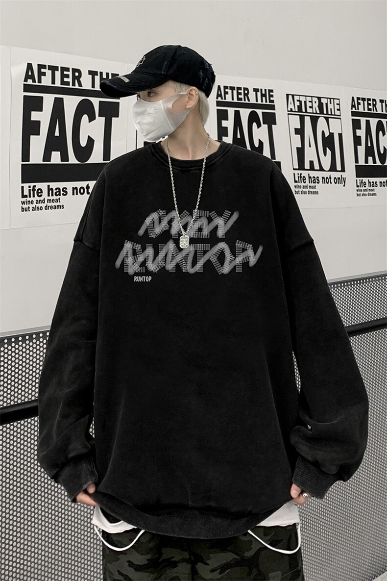 美式潮牌重磅水洗做旧圆领卫衣力推大码男BK5510-P58加绒P66,男装卫衣,星座517A