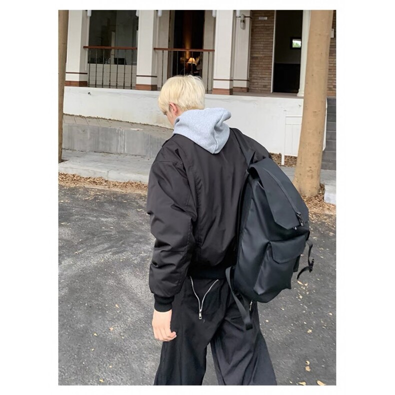 cleanfit藏蓝色飞行夹克棉服男春季薄款美式短款外套立领棉衣男生,男装夹克,电商B327