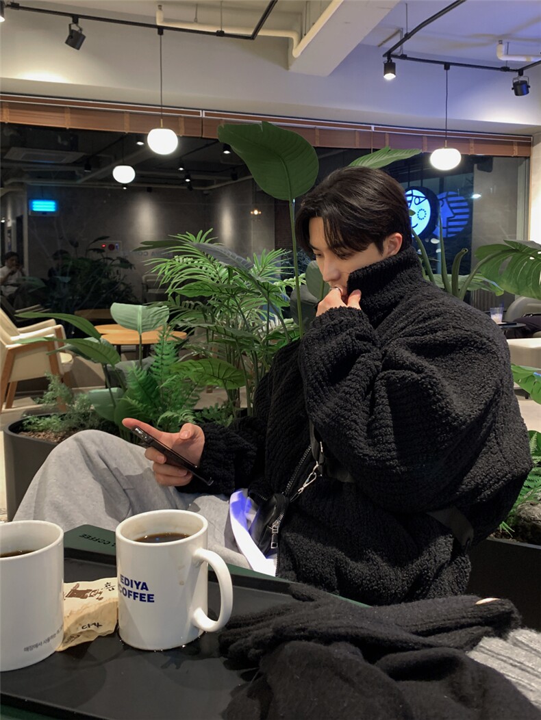 翻领灯芯绒宽松棉服男士秋季新款重工加厚高克重毛绒短款夹克外套,男装夹克,星座710