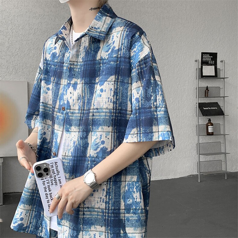 TZ1150-特45控88多色海滩冰丝凉感大码套装衬衫速干运动两件套,男装休闲套装,电商A059