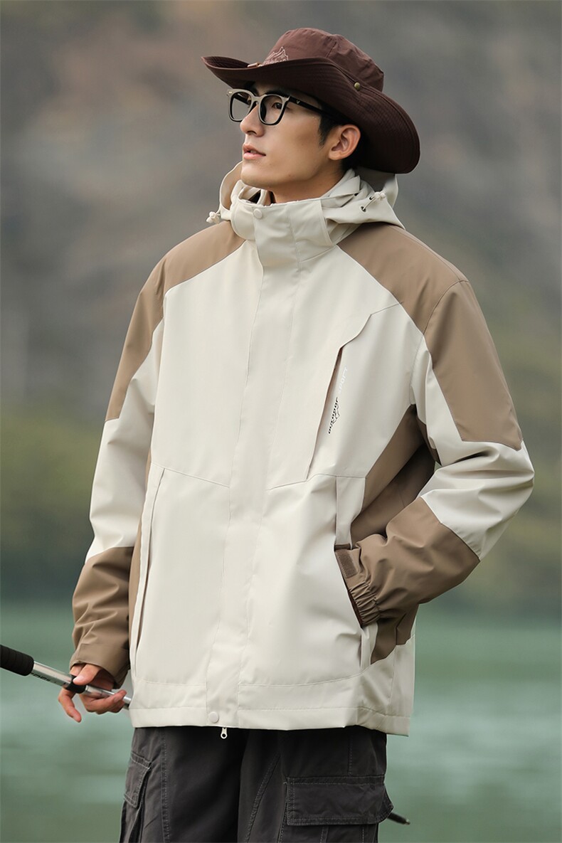 户外三合一拼接冲锋衣宽松百搭防风防水外套夹克男女款1818-P95,男装夹克,电商B306