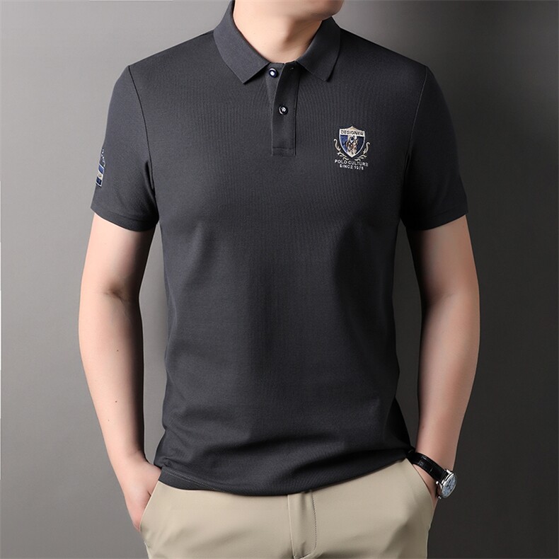 夏季纯棉短袖T恤男士中年翻领休闲百搭纯色Polo衫夏装全棉半袖,男装Polo衫,电商B212（原钱塘6029）