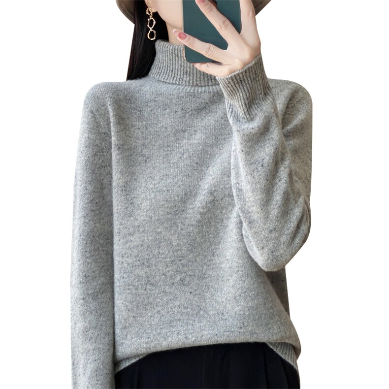时尚百搭女士羊毛高领毛衣秋冬保暖显瘦长袖针织衫,女装羊毛衫,九嘉羊绒