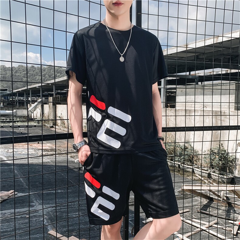 现货主推青少年大码休闲速干印花圆领短袖短裤运动套装男TZ22P25,男装牛仔裤,电商B226-2（原B217-2）