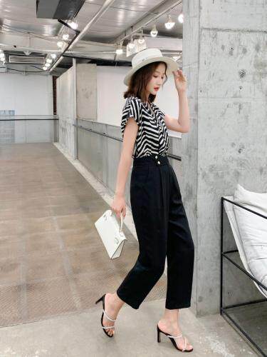 夏季新款斑马纹气质套裤，女装，水锦红