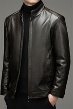 2023冬季皮衣夹克中青年男加绒立领新款男皮外套DFLDJP15006-P145图片