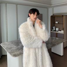 WT156-P180抗寒保暖特厚长款毛绒外套男大廓形狐狸毛大衣网图，男装棉衣，星座1501-3