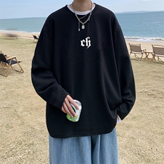 抖音供货、秋季现货舒适棉宽松重磅长袖T恤D223A-CT2323-特P28，男装T恤，电商019-1