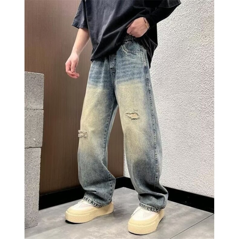 港风潮男春秋字母牛仔裤嘻哈ins潮高街潮流痞帅长裤NKB824,男装牛仔裤,星座1116A（原606A-3）
