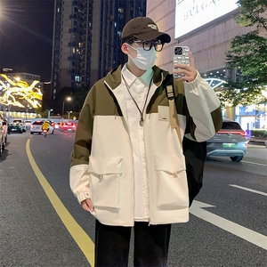 2026新款秋季外套男潮牌连帽拼接工装夹克 A436-2316-P80图片