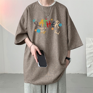 风复古亚麻短袖男棉麻t恤男半袖 ZT71301-P35图片