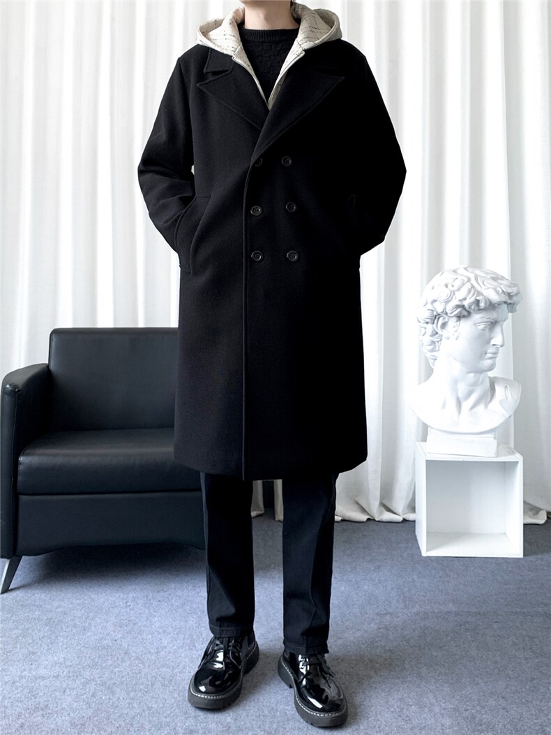 数据款假两件小香风衣男长款大衣男中长款毛呢大衣F632批130爆景A,男装风衣,星座401