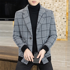 秋冬新款西装领加厚毛呢大衣短款休闲百搭夹克外套男A38P155控238，男装毛呢大衣，电商B226