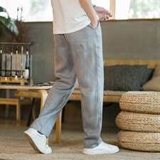 亚麻裤男男士休闲裤男春夏季直筒薄款纯色透气长裤A221A/K316，男装休闲裤，电商A221A