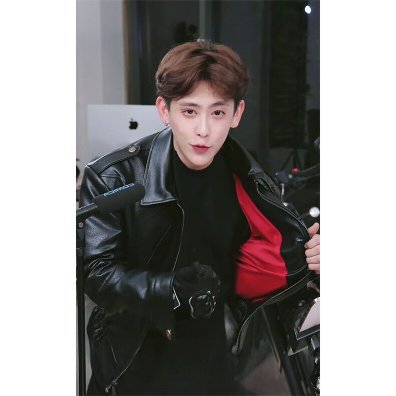 序七七同款分割解构短款夹克男秋季美式复古皮衣boxy短款情侣外套，男装皮衣，电商A233-1