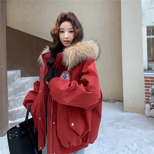 狐狸毛羽绒服女欧洲站2025冬新款加厚面包服潮服保暖派克服图片