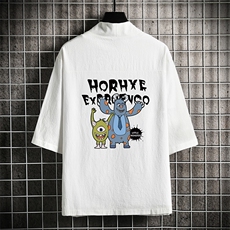 HF59048-P40风汉服男开衫外套七分袖道袍网格挂拍，男装民族服装，电商A040A
